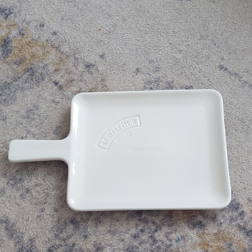 St. Dalfour White Ceramic Serving Board with Handle